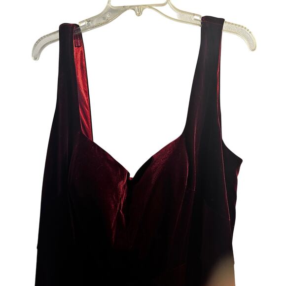 Jenny Yoo Burgundy Velvet Size 24 Ball Gown BHLDN Retail $200 - Picture 5 of 15